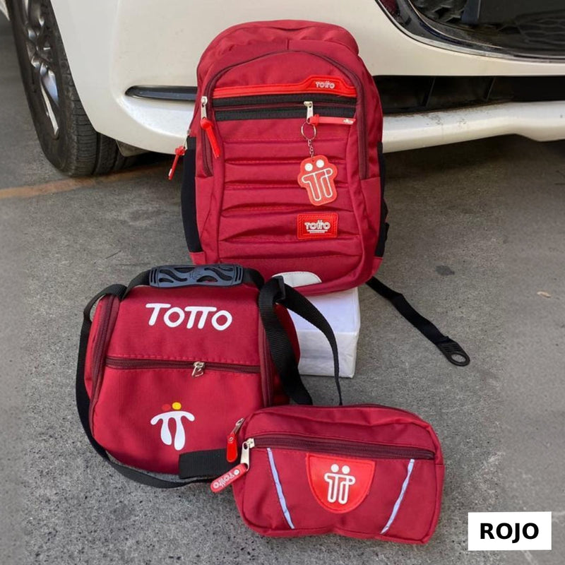 STOCK LIMITADO DE PRODUCTOS! Combo TOTTO 3x1👉Morral, cartuchera y lonchera😱