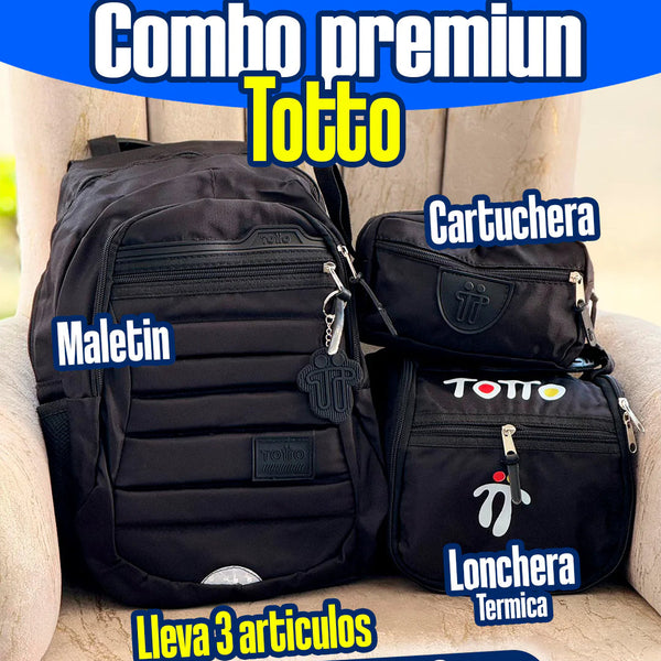 STOCK LIMITADO DE PRODUCTOS! Combo TOTTO 3x1👉Morral, cartuchera y lonchera😱